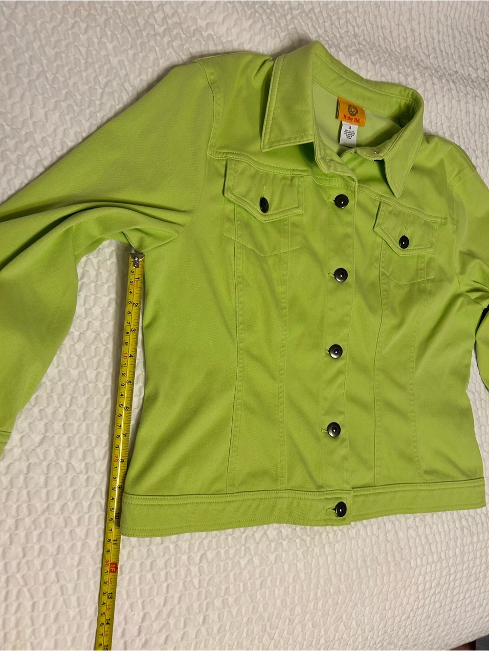 Light πβπ© Lime Green Women's Classic Denim Jacket - Picture 7 of 10